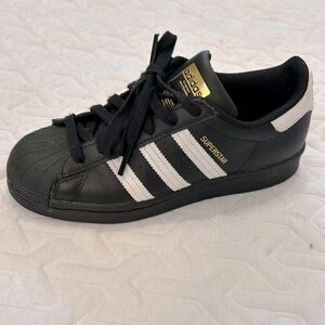 Adidas "Superstar" La Marque Ortholite Black White & Gold accents Sneakers